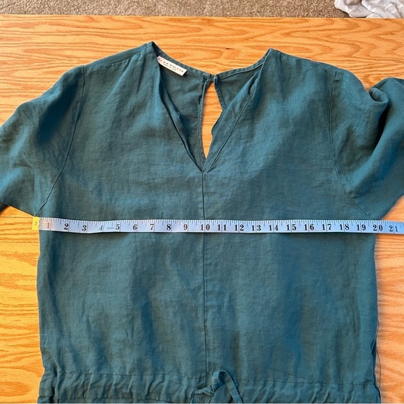 Bryn Walker Linen Blue Team Cinched Waist Crop Wide Leg Jumpsuit Small - Picture 13 of 15